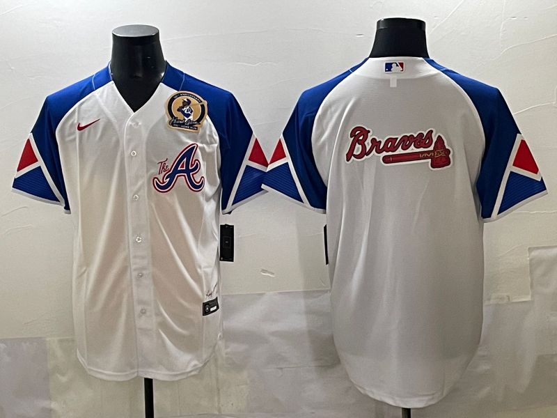Men 2025 Atlanta Braves Blank White blue City Edition Nike MLB Jersey style 3->atlanta braves->MLB Jersey